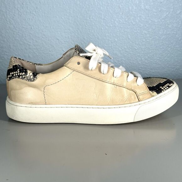 Veronica Beard Beige Snakeskin Python Texture Low Sneakers Trainers Size 6 - Picture 10 of 16